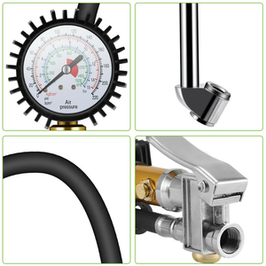 Gonfleur de pneus avec manomètre Mandrin à air robuste 220PSI Tuyau plus long <span class=keywords><strong>Accessoires</strong></span> pneumatiques - Product Image 5