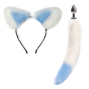 Juego Sexual <span class=keywords><strong>para</strong></span> Adultos, Disfraz Sexy de Gato con Orejas de Peluche y Cola de Zorro, Tapón Anal Metálico - Product Image 3