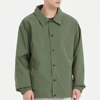 Veste de coach pour homme, coupe-vent imperméable à col montant, en polyester floqué imprimé par transfert thermique, personnalisable OEM