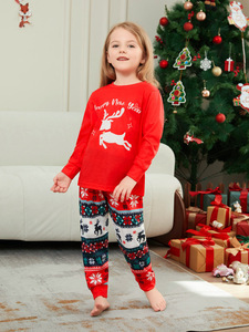 2024 Plus Size Poliéster Pullover Longo Pai-filho Home Wear Deer Monogrammed Família Ano Novo Natal Pijama Outfit 2 Peça - Product Image 5