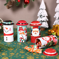 Boîte de rangement en métal ronde pour Noël, conteneur en métal, emballage cadeau Père Noël pingouin pour chocolat, chewing-gum, bonbons, biscuits, gâteaux