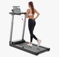 Tapis roulant électrique pliable avec accoudoir rétractable, moteur 2,5 CV, 12 vitesses, écran LED, surveillance de la fréquence cardiaque, utilisation à domicile ou au bureau
