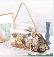 Klare Acryl süße Schokolade Blumen kasten Acryl Andenken Spende Memory Box Tasche Fall transparent mit Deckel und Leder griff