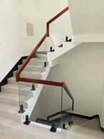 Système de balustrade sans cadre Homedeco Brossé Carré en acier inoxydable noir Robinet en verre pour balcon Escalier Villa Hôtel Bricolage Garde-corps