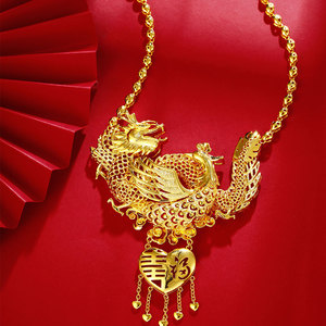 Conjunto de Joyería XUPING Dragón y Fénix Chinos Exagerados, Chapado en Oro de 18K y 24K, Lujoso <span class=keywords><strong>Set</strong></span> de Joyería Oriental para Boda Nupcial - Product Image 4