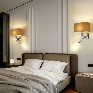 Lámpara de pared moderna para construcción de viviendas con fuente de luz LED Pantalla de tela de cuerpo de hierro en negro, blanco y beige - Product Image 4