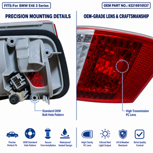 Conjunto de Luz Trasera Interior para <span class=keywords><strong>BMW</strong></span> Serie 3 E46, OE 63216910537, Enchufar y Usar, Ajuste Directo para Tapa de Maletero, <span class=keywords><strong>320i</strong></span> 325i 330i, Homologado - Product Image 4