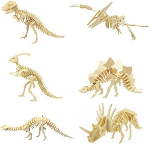 Enfants créatifs bricolage jouets montessori tyrannosaures 3d puzzle enfants en bois dinosaure modèle - Product Image 1