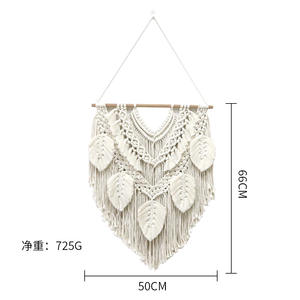 <span class=keywords><strong>Tapiz</strong></span> de Macramé Bohemio para Colgar en la Pared, Decoración de Pared con Forma de Corazón y Hojas, Decoración Bohemia OEM, Arte de Pared de Macramé Grande - Product Image 5