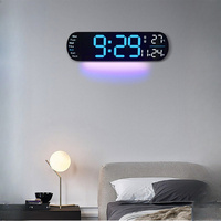 Jam dinding Digital layar besar, 12.5 "jam dinding besar dengan Remote kontrol berubah warna, jam besar dengan lampu malam