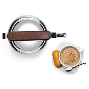 Bollitore per caffè in acciaio inossidabile da 1,2 litri con manico in legno per preparare il caffè - Product Image 2