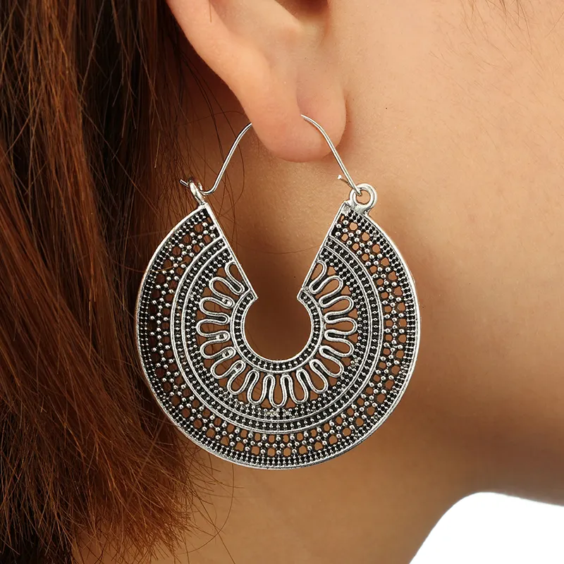 CAOSHI FSUNION 2020 New Women Earring Gypsy Indian Tribal Ethnic Hoop Dangle Earrings Boho Style Vintage Earrings Woman