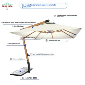 Parasol de jardin extérieur de haute qualité, grand format carré/rond, structure en alliage d'aluminium, voile en fibre de polyester, résistant au vent, nouvelle protection solaire - Product Image 2