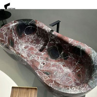 Baignoire Tostone en Travertin Sur Mesure Autoportante Moderne pour Adultes, en Marbre, pour Hôtel ou Salle de Bain de Villa