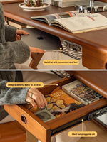 Bureau d'ordinateur en bois massif de style mi-siècle, en noyer vintage, rectangulaire, poste de travail de bureau, table de chevet pour chambre à coucher, table de maquillage, bureau à usage domestique