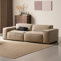 Canapé en tissu Wabi-Sabi, style moderne minimaliste, design bloc de tofu, canapé compact trois places, ligne droite, usage domestique