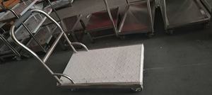 <span class=keywords><strong>Chariot</strong></span> à main pliable en acier inoxydable robuste avec plateforme plate et roues pour entrepôt, hôtel, restaurant, cuisine - Product Image 3