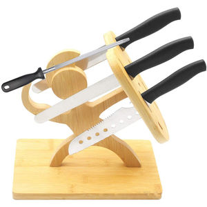 طقم سكاكين ستيك سبارتان من الخيزران بدون سكاكين، حامل سكاكين المطبخ على شكل محارب، حامل سكاكين به 7 فتحات - Product Image 6