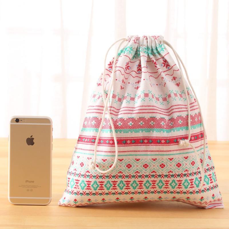 Nordic Style Mini Drawstring Organizer Bag Cotton Linen Makeup ...