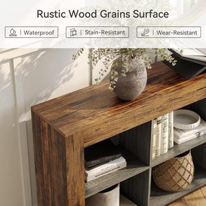 Table console en bois rustique SENYU avec étagères de rangement pour salon, entrée, meubles de maison, style design moderne - Product Image 5