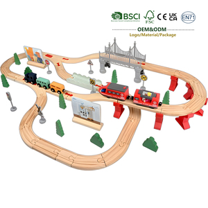 Nuevo Juego de Tren y Coche de Juguete de Madera para Niños, Tren de Madera - Product Image 1