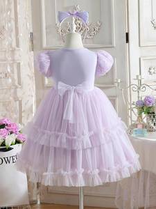 Robe d'été pour filles MS 2024, tendance, Kuromi Princess, petite fille, manches courtes, en maille, motif de personnage pour enfants - Product Image 3