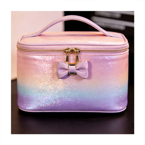 Trousse de Maquillage Portable en Polyester Imperméable à Poignée, Motif Pois Violets, avec Fermeture Éclair et Dentelle, Organisateur de Maquillage en Forme de Baril pour Femme - Product Image 3