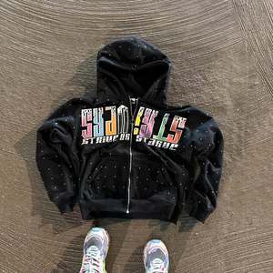 Bán Buôn Tùy Chỉnh In Ấn Axit Rửa Dây Kéo Áo Và loe Sweatpants Rhinestone Tracksuit Sweatsuit Cho Nam Giới - Product Image 4