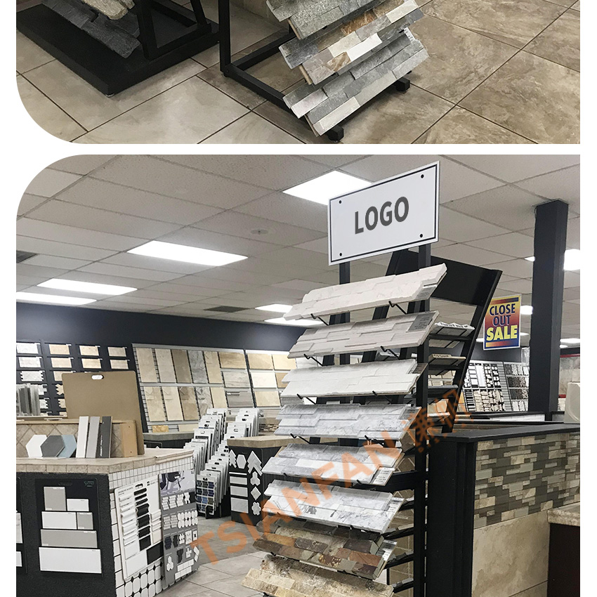 Tsianfan Metal Displays Stand Tiles Wood Floor Tower Racks Marble Granite Stone Quartz Floor Standing Parquet Tower Display Rack