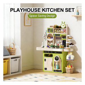 Toy <b>Kitchen</b> Set Kids Culinary Station Faucet Shelf Cupboard Utensils Storytelling Discovery Indoor Enjoyment Learning - Product Image 2