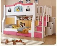 Lit superposé pour enfants en bois de rose, design européen moderne, confortable, avec toboggan