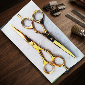 Ensemble de ciseaux professionnels personnalisés pour la beauté et les soins personnels ABP-1021, outils de barbier à lame arrondie en argent, acier inoxydable écologique BEAUTY - Product Image 1