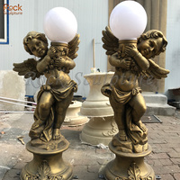 Statues de jardin personnalisées mignons petits anges, taille réelle, sculpture en bronze, artisanat en métal