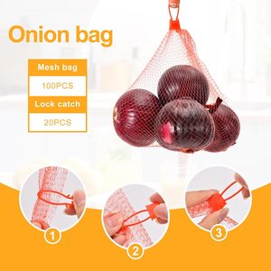 Huamaohengchun 100-<b>Pack</b> Durable LDPE Nylon Mesh Bags 24-Inch Reinforced Secure <b>Heat</b> Seal Latches Customizable Produce Groceries - Product Image 5