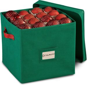 Caja de Almacenamiento Navideña Oxford con Tapa, Contenedores de Almacenamiento de 4 Niveles para 64 Bolas de Adorno Navideñas - Product Image 1