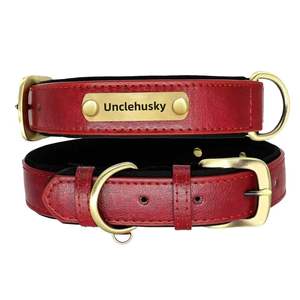 Custom <strong>Leather</strong> <strong>Dog</strong> <strong>Collar</strong> Soft Padded Heavy Duty <strong>Dog</strong> <strong>Collar</strong> with Custom Name Plate, Adjustable Pet <strong>Collar</strong> for All Breeds <strong>Dogs</strong> - Product Image 1