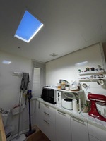 Plafonnier LED moderne carré avec effet de ciel artificiel, Ryopt, ciel bleu, soleil, intérieur, salon, bureau, entrepôt, aluminium, acrylique