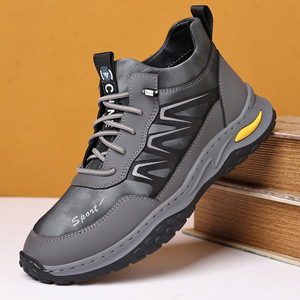 Botas de Nieve para Hombre, Invierno, Tobillo Alto, Punta Redonda, Parte Superior de PU, Forro de Felpa, Suela de Goma Antideslizante, Zapatos Deportivos Cálidos - Product Image 1