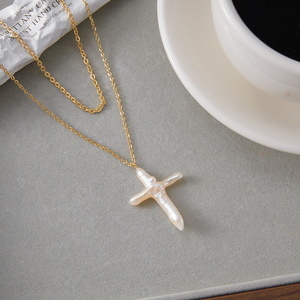 שרשרת זהב 18K צלחת נירוסטה שרשרת נירוסטה אלגנטי מים מתוקים אלגנטי מים מתוקים - Product Image 6