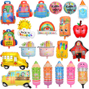 Nuevos Globos de Aluminio de 18 Pulgadas con Diseño de Autobús Escolar y Arcoíris para la Temporada de Regreso a Clases, Fiestas de Graduación y Decoración de Ambiente Escolar - Product Image 1