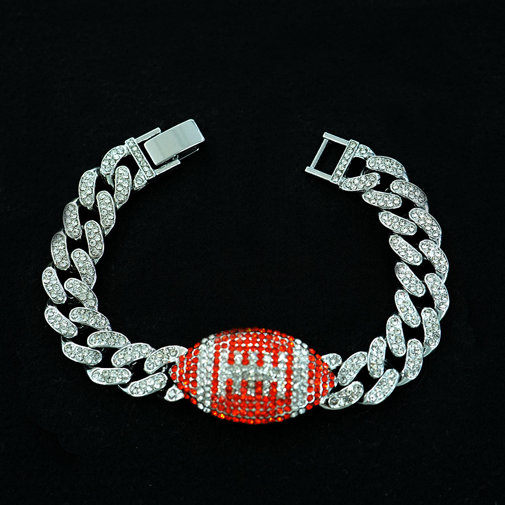 Silver Orange Diamond 8inch Bracelet
