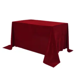 Taille personnalisée rectangle simple face polyester uni or soie velours tissu solide flanelle nappe de table pour conférence