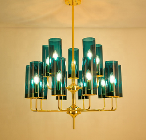 Decorazione contemporanea lampadario di lusso in vetro blu più grande hall dell'hotel E27 lampade a sospensione a sospensione - Product Image 5