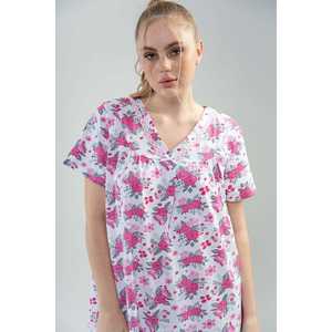 ชุดนอนผู้หญิงลายดอกไม้ แขนสั้น ผ้าทอ ชุดนอนคุณยาย ชุดนอนผู้หญิง - Product Image 1