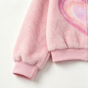 Women's Print Fuzzy Hoodies Wholesale Custom ODM Zip up Cropped Fleece Casual <strong>Hoodie</strong> Jackets - Product Image 4