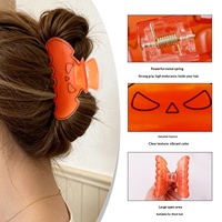 Nouvel Arrivage Pince à Cheveux Transparente Halloween Citrouille-Tête de Mort, Accessoire de Coiffure pour Chignon Arrière de la Tête pour Femme, Logo Personnalisé