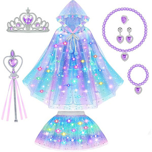 Vestito da Principessa <span class=keywords><strong>Unicorno</strong></span> Luminoso per Bambine, Costume LED con Corona e Mantello da Fata, Abbigliamento per Spettacoli, Regalo <span class=keywords><strong>di</strong></span> Halloween e Compleanno - Product Image 2