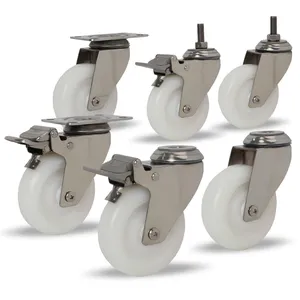 Lenk rolle Bolzen loch Schwenkbares Lenkrad Nylon Edelstahl M8 Schaft Schwenk brems rollen Räder - Product Image 1