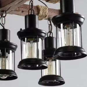 <span class=keywords><strong>Lampadario</strong></span> Industriale Retrò in <span class=keywords><strong>Legno</strong></span>, Lampada a Sospensione con <span class=keywords><strong>Corda</strong></span> di Canapa, Lanterna Vintage per Ristorante, Bar, Caffè, Sala da Pranzo - Product Image 6
