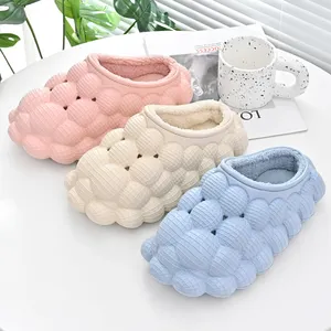 New Colorful Wholesale Warm Furry Plush Winter Massage Pink Men Women Slippers Sandals Wrap Ball Golf ball Fur Bubble Slides